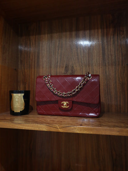 CHANEL CLASSIC DOUBLE FLAP BAG MEDIUM 24K GOLD RED
