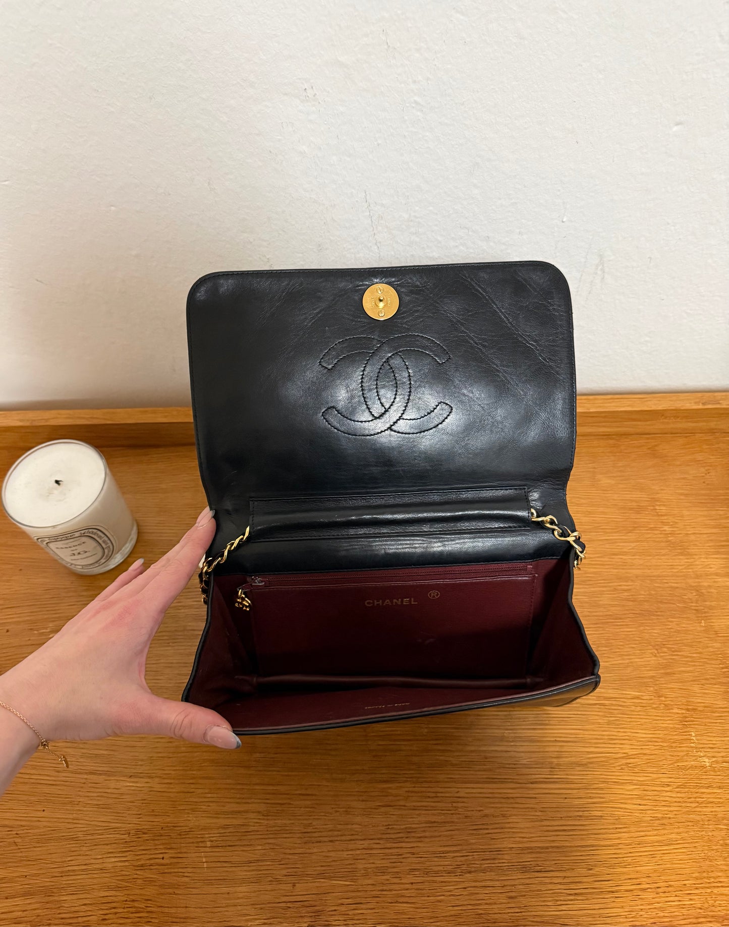 CHANEL FULL FLAP LAMBSKIN BLACK