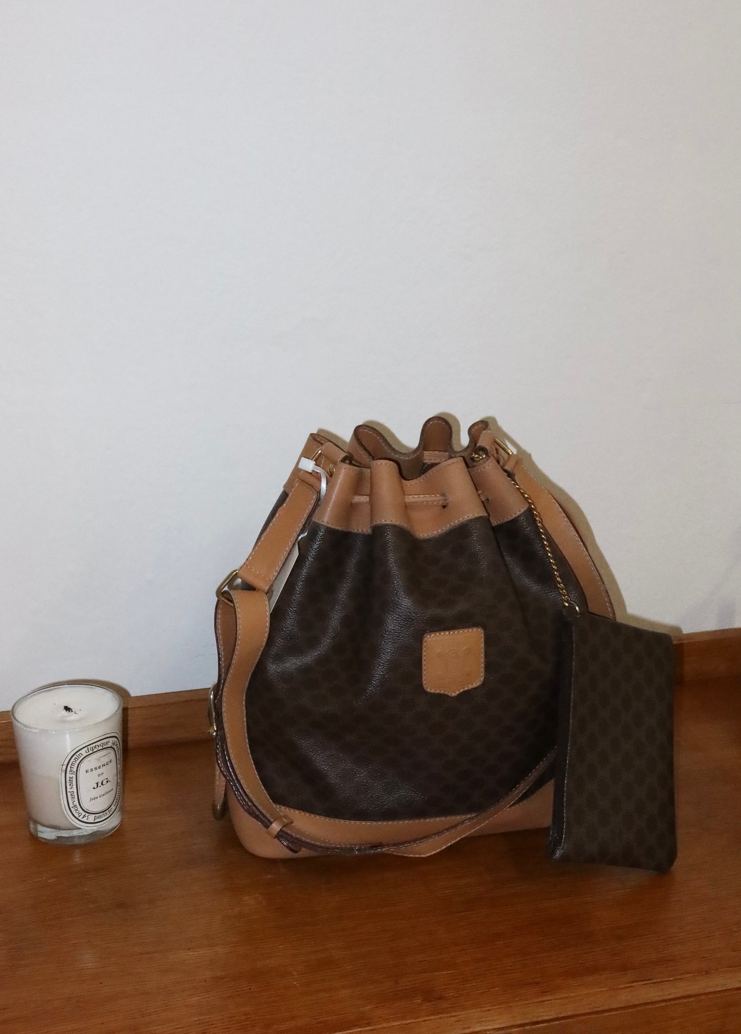 CELINE MACADAM BUCKET BAG & POUCH