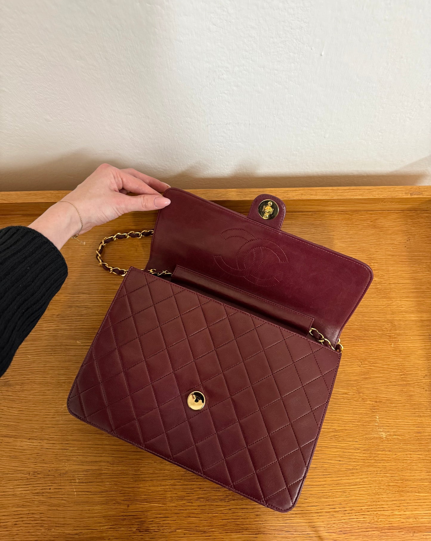 CHANEL SINGLE FLAP LAMBSKIN BURGUNDY