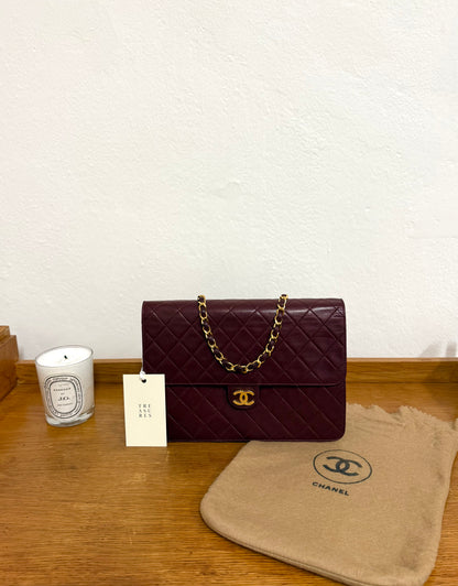 CHANEL SINGLE FLAP LAMBSKIN BURGUNDY