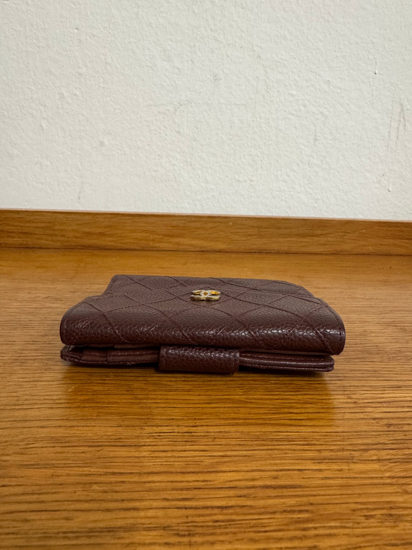 CHANEL DOUBLE SIDED WALLET CAVIAR BURGUNDY