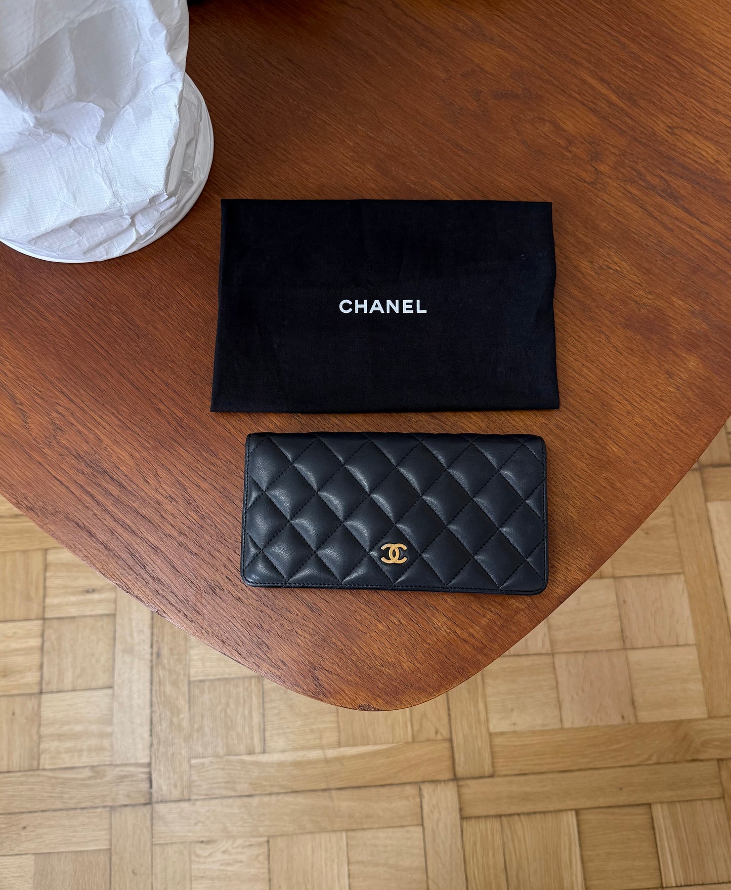 SERIES 21 CHANEL LAMBSKIN LONG WALLET BLACK GOLD