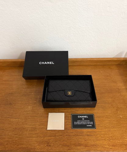 CHANEL CAVIAR LONG WALLET BLACK SERIES 16