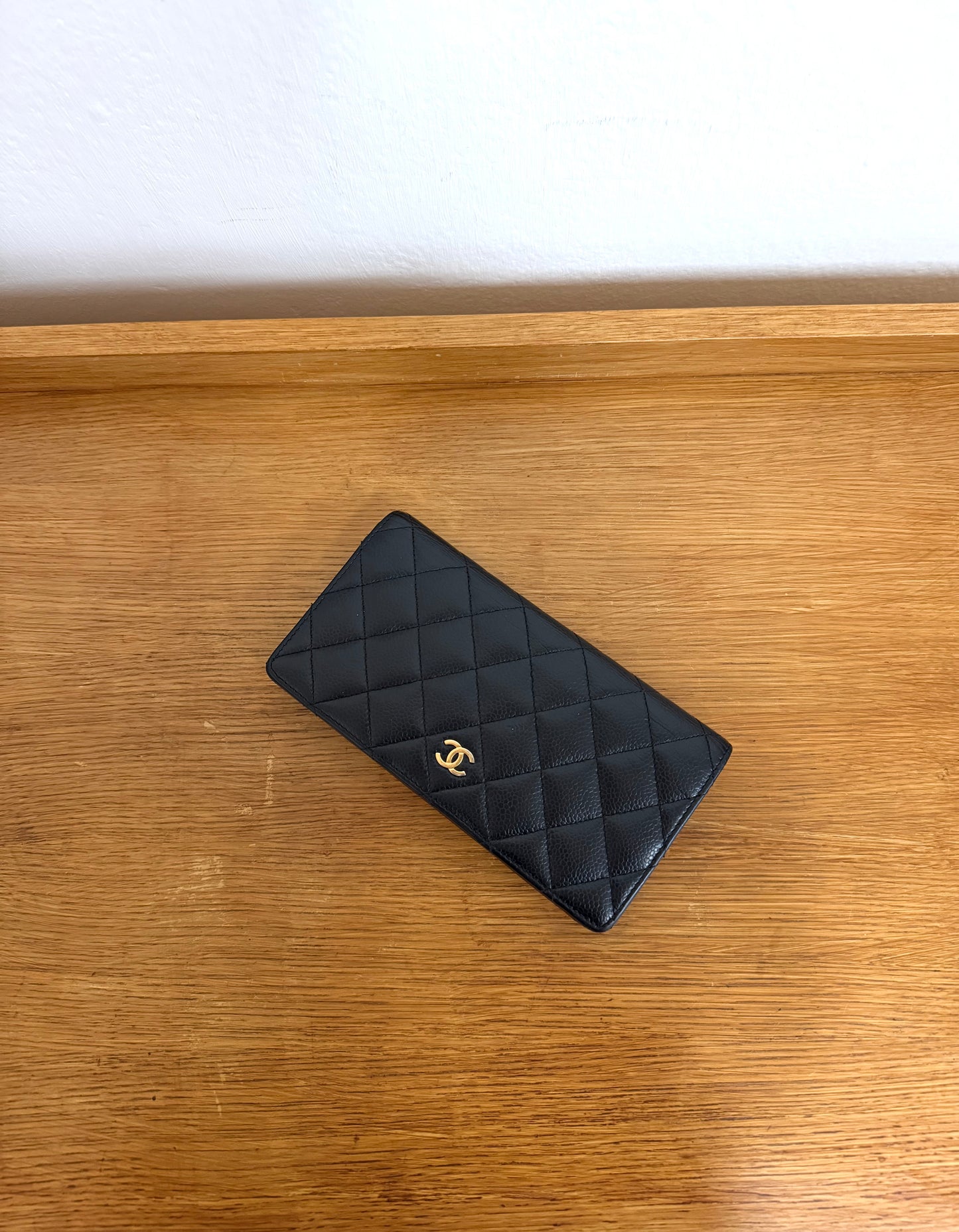 CHANEL CAVIAR LONG WALLET BLACK SERIES 21