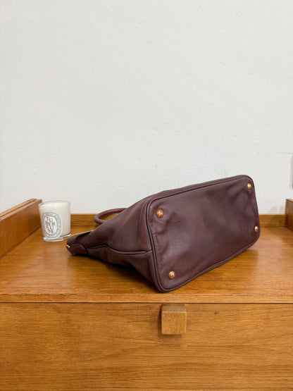 PRADA BURGUNDY SHOULDER TOTE BAG