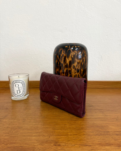 CHANEL CAVIAR LONG WALLET BURGUNDY