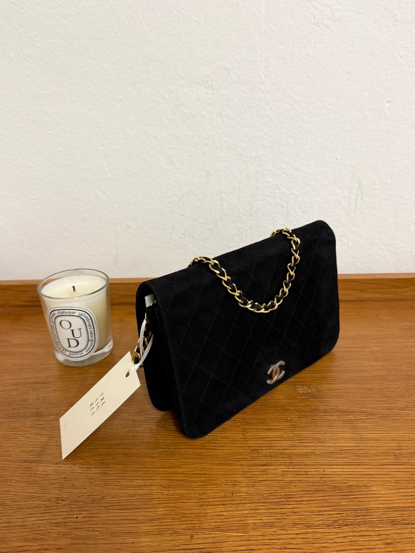 CHANEL SUEDE FULL FLAP BLACK