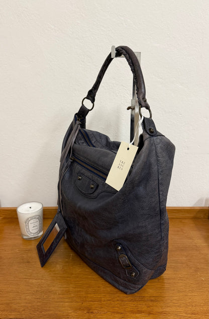 BALENCIAGA DAY “HOBO CITY” BAG GREY-BLUE